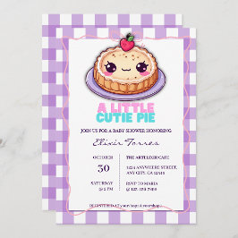 Eine kleine Süsse Pie Kawaii Lila Karierte Babydus Einladung