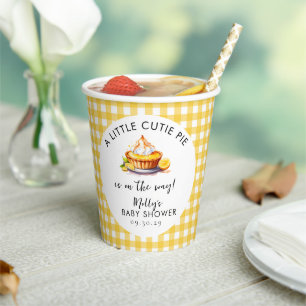 Eine kleine Süsse Pie Lemon Gingham Baby Dusche Pappbecher
