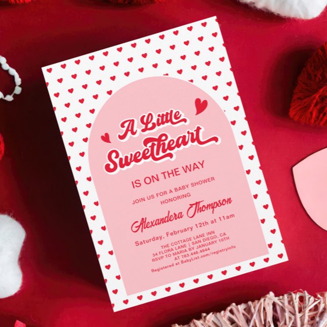 Eine kleine süße Pink Valentine Baby Dusche Einladung (Von Creator hochgeladen)