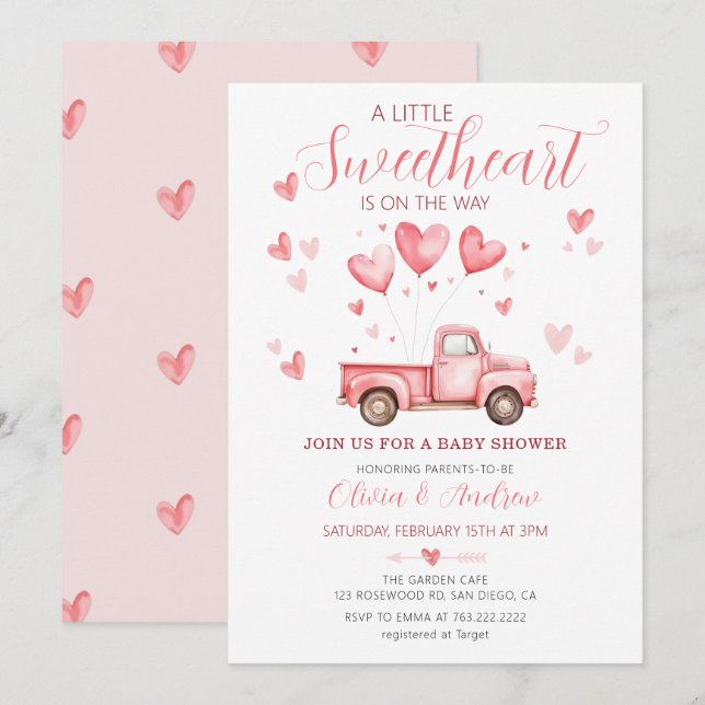 Eine kleine süße Pink Valentine Baby Dusche Einladung (Vorne/Hinten)