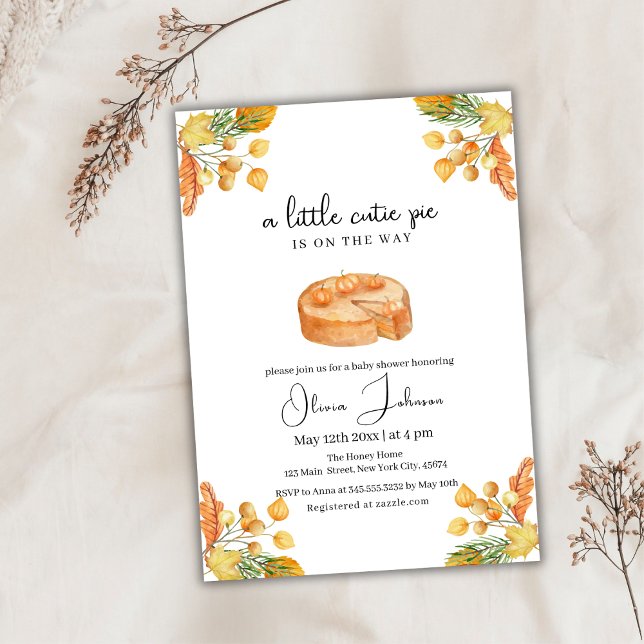 Eine kleine Süsse Pumpkin Pie Fall Baby Dusche Einladung (A Little Cutie Pumpkin Pie Fall Baby Shower Invitation)