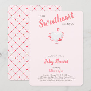 Eine kleine süße, rosa Herz-Mädchen-Babydusche Einladung