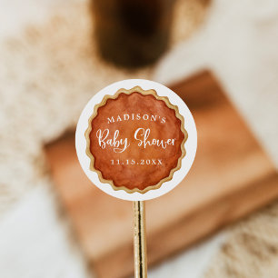 Eine kleine süße Torte Herbst-Kürbis-Baby-Party Runder Aufkleber
