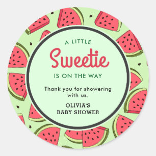 Eine kleine Süße Wassermelone Baby Shower Danke Runder Aufkleber