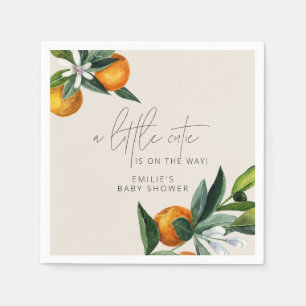 Eine kleine Süsse Zitrus Orange Fruit Baby Dusche Serviette