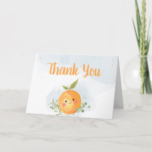 Eine kleine süße Zitrusorange Babyparty Dankeskarte