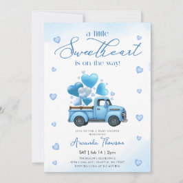 Eine kleine Sweetheart blaue Lastwagen-Baby-Party Einladung