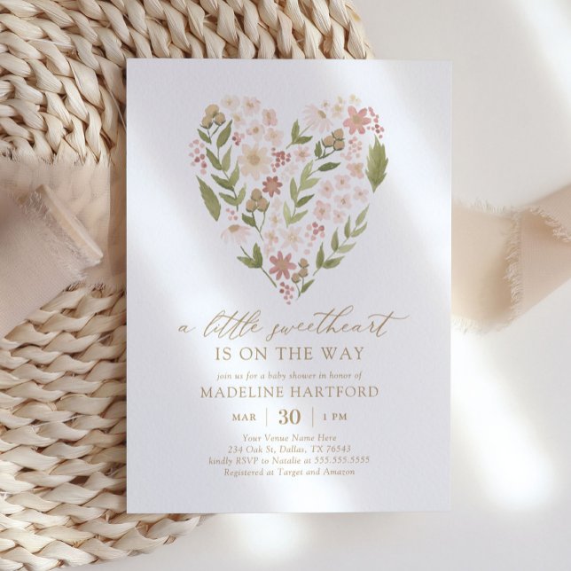 Eine kleine Sweetheart Blumenschmuck-Baby-Dusche Einladung (Von Creator hochgeladen)