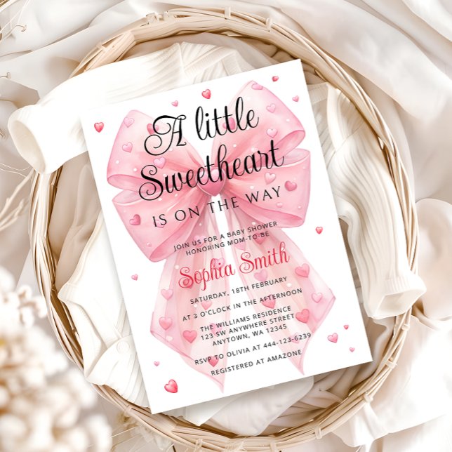 Eine kleine Sweetheart Bow Valentines Baby Dusche Einladung (Von Creator hochgeladen)