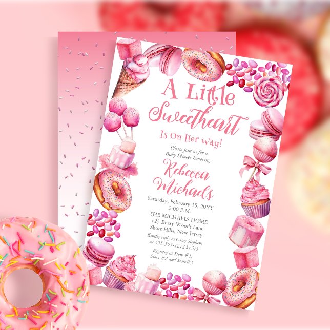 Eine kleine Sweetheart Candy Frame Girl Baby Dusch Einladung (A Little Sweetheart Candy Frame Girl Baby Shower Invitation)