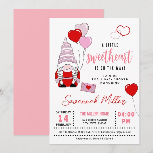 Eine kleine Sweetheart Gnome Babydusche Einladung (Vorne/Hinten)