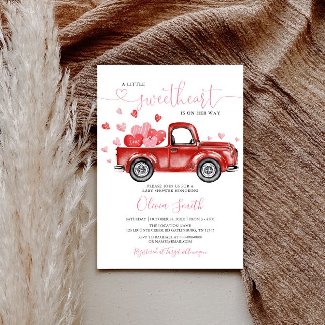 Eine kleine Sweetheart Hearts Girl Baby Dusche Einladung (Von Creator hochgeladen)