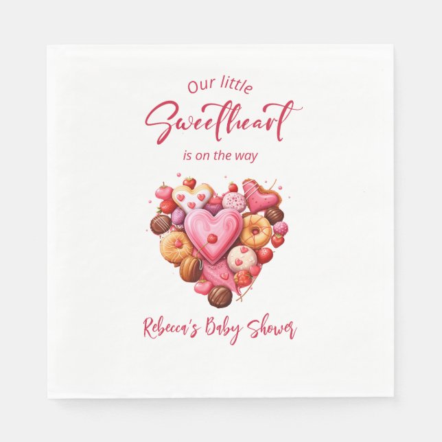 Eine kleine Sweetheart Red Sweet Heart Baby Dusche Serviette (Vorderseite)