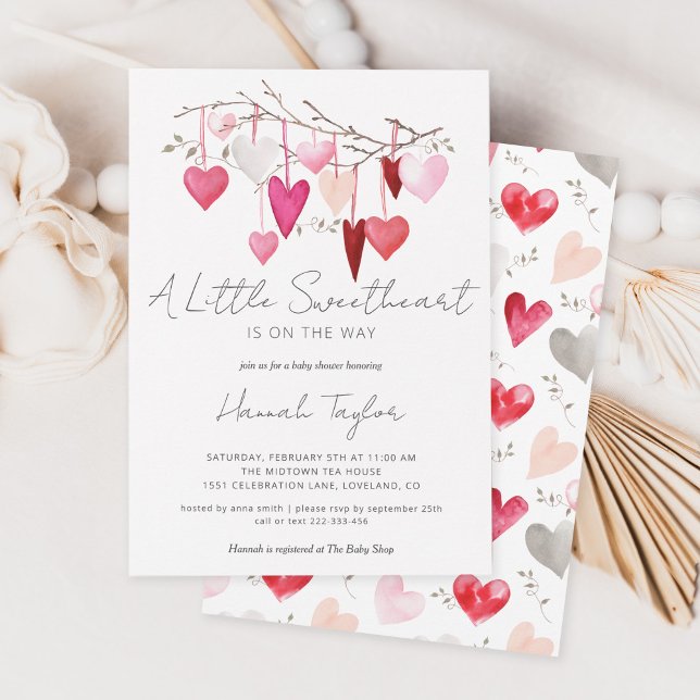 Eine kleine Sweetheart Valentine Baby Dusche Einladung (Valentine's day baby shower little sweetheart invitations)