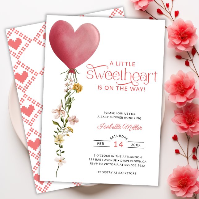 Eine kleine Sweetheart Valentine Baby Dusche Einladung (A Little Sweetheart Valentine Baby Shower Invitation)