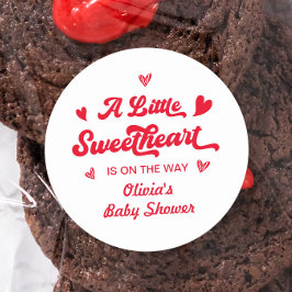 Eine kleine Sweetheart Valentine Baby Dusche Runder Aufkleber