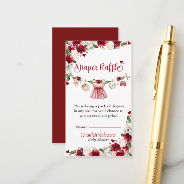 Eine kleine Sweetheart Valentine Girl Baby Dusche Begleitkarte (Vorderseite/Rückseite Beispiel)