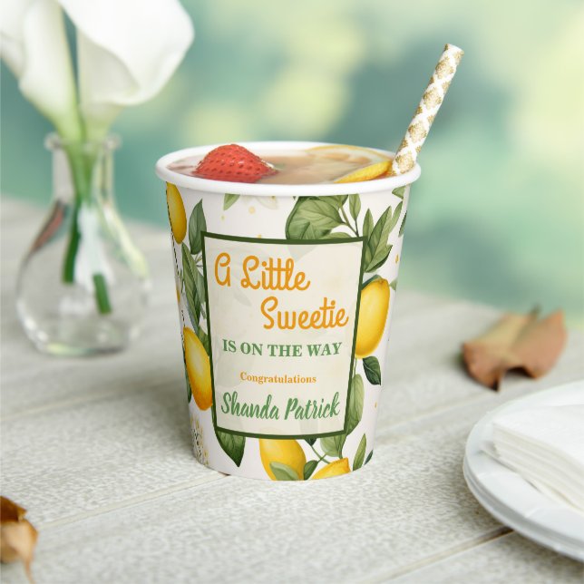 Eine kleine Sweetie Lemon Theme Baby Dusche Pappbecher (In Situ)