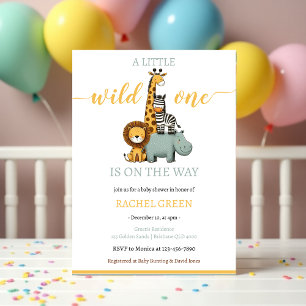 Eine kleine Wild One Jungle Safari Baby Dusche Einladung
