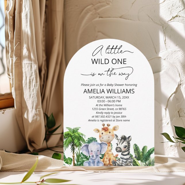 Eine kleine Wild One Jungle Safari Baby Dusche Einladung (Von Creator hochgeladen)