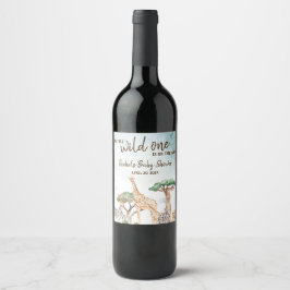 Eine kleine Wild One Safari Animals Kinderdusche Weinetikett