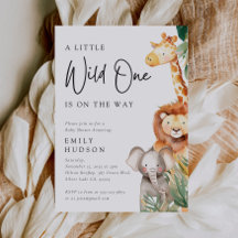 Eine kleine Wild One Safari Baby Dusche Einladung