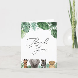 Eine kleine Wild One Safari Baby Dusche Grüne Dankeskarte