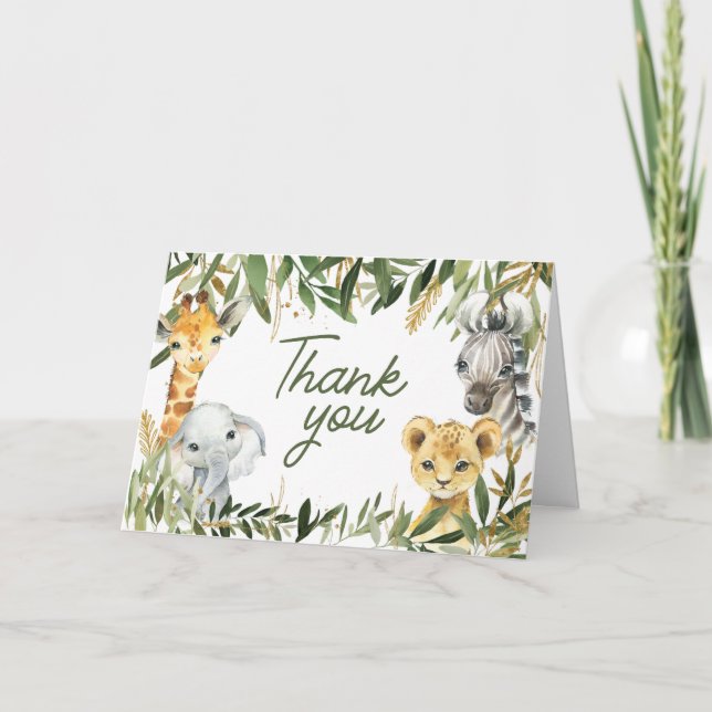 Eine kleine Wild One Safari Babydusche Dankeskarte (Vorderseite)