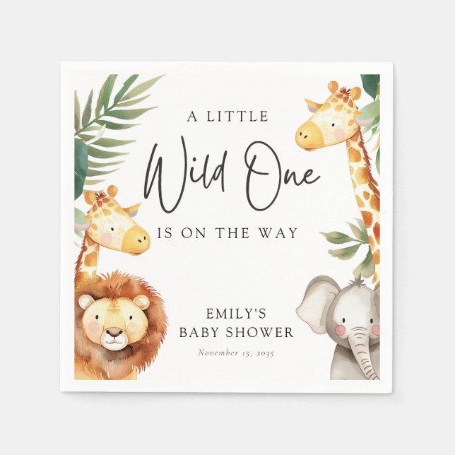 Eine kleine Wild One Safari Babydusche Serviette (Vorderseite)