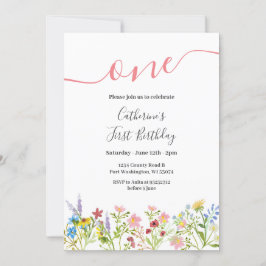 Eine kleine Wildblume 1. Geburtstag Einladung