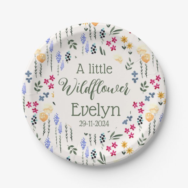 eine kleine Wildblume abstrakte Wasserfarbenbaby Pappteller (Vorderseite)