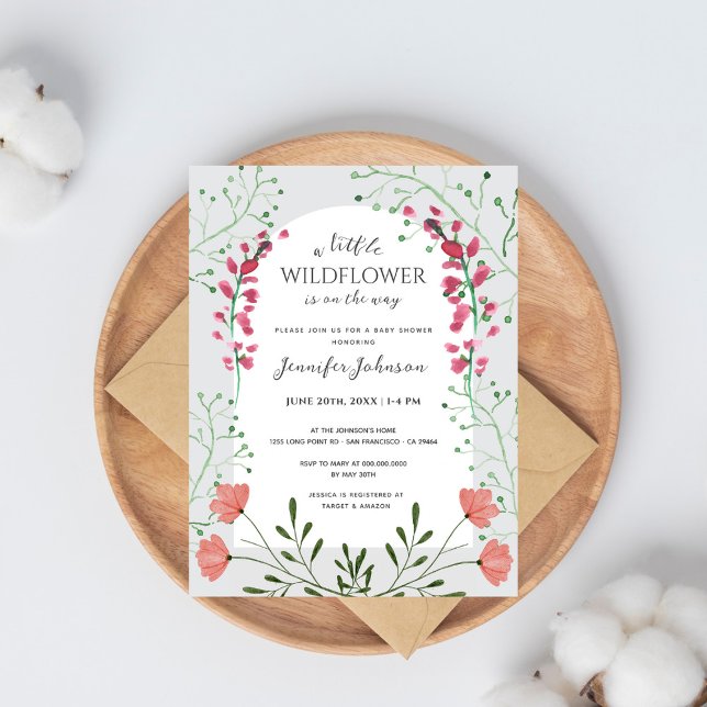 Eine kleine Wildblume Arch Baby Dusche Einladung Postkarte (Von Creator hochgeladen)