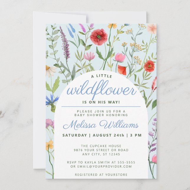 Eine kleine Wildblume Baby Dusche Einladung (Vorderseite)