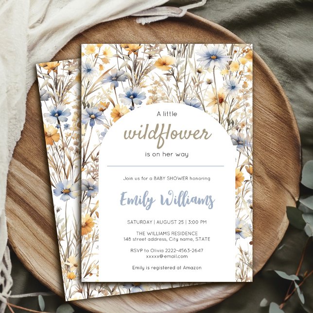 Eine kleine Wildblume Baby Dusche Einladung (A little wildflower is on the way baby shower invitation )