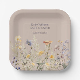 Eine kleine Wildblume Baby Dusche Einladung Pappteller