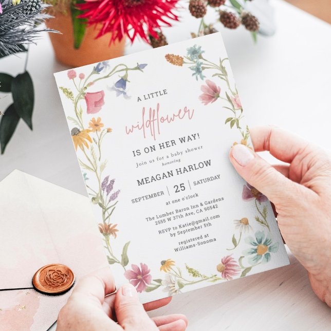 Eine kleine Wildblume Baby Dusche Mädchen Einladun Einladung (Von Creator hochgeladen)