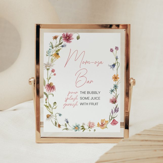 Eine kleine Wildblume Baby Dusche Mama Osa Bar Poster (Wildflower is on the way Baby Shower Mom Osa Bar Sign)