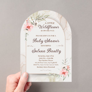 Eine kleine Wildblume Baby Girl Dusche Elegant Acryleinladungen