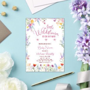 Eine kleine Wildblume Baby Girl Dusche pink Acryleinladungen