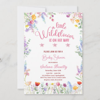 Eine kleine Wildblume Baby Girl Dusche pink Einladung