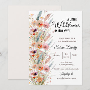 Eine kleine Wildblume Baby Girl Dusche pink Einladung