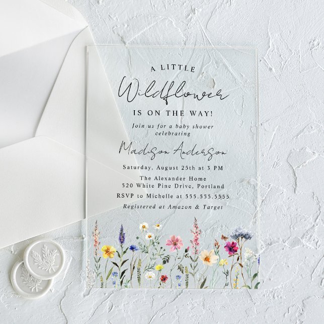 Eine kleine Wildblume Babydusche Acryleinladungen (Von Creator hochgeladen)