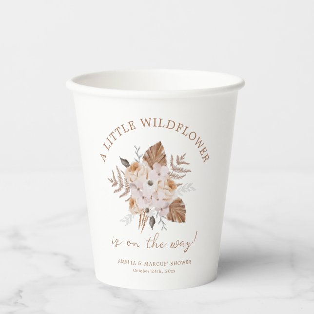 Eine kleine Wildblume Babydusche Boho Bouquet Pappbecher (Vorderseite)