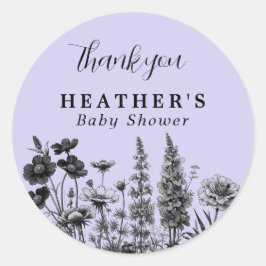 Eine kleine Wildblume Babydusche danke Ihnen Aufkl Runder Aufkleber