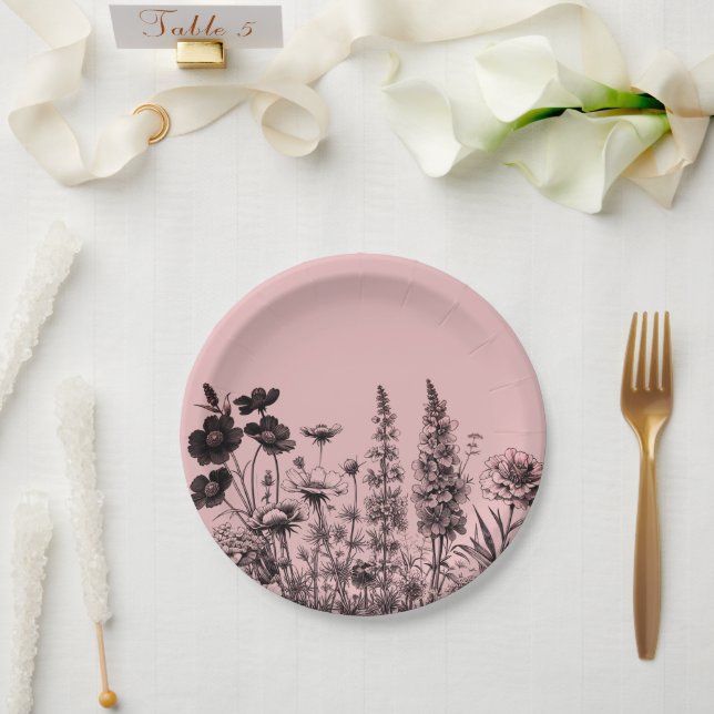 Eine kleine Wildblume Babyduschplatte Pappteller (Hochzeit)