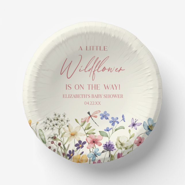 Eine kleine Wildblume-Blume-Blumendusche Pappteller (Vorderseite)