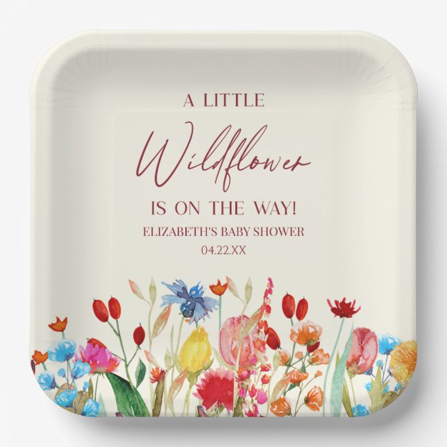 Eine kleine Wildblume-Blume-Blumendusche Pappteller (Vorderseite)