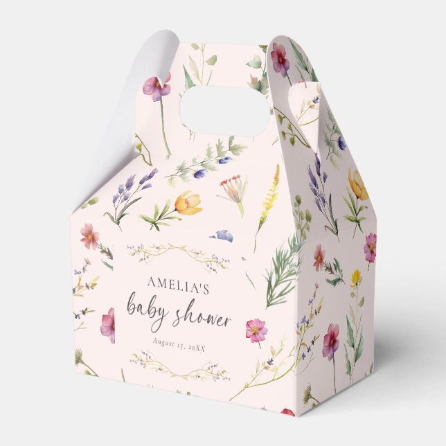 Eine kleine Wildblume Blumenrosa Babydusche Geschenkschachtel (Rückseite)