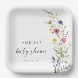 Eine kleine Wildblume Blumenspül-Babydusche Pappteller