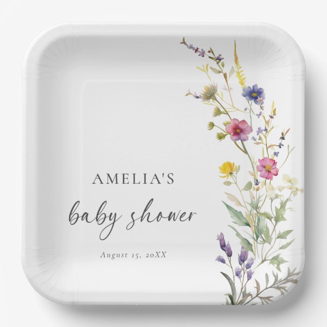 Eine kleine Wildblume Blumenspül-Babydusche Pappteller (Vorderseite)